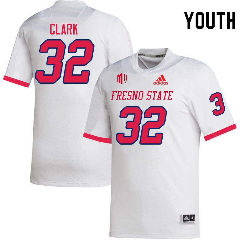 Youth #32 Dean Clark Fresno State Bulldogs College Football Jerseys Stitched Sale-White